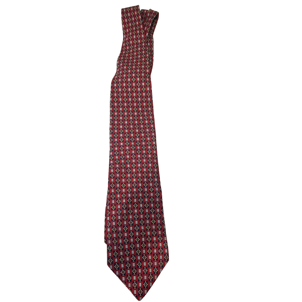 Christian Dior Men's 100% Silk Burgundy Patterned Neck Tie